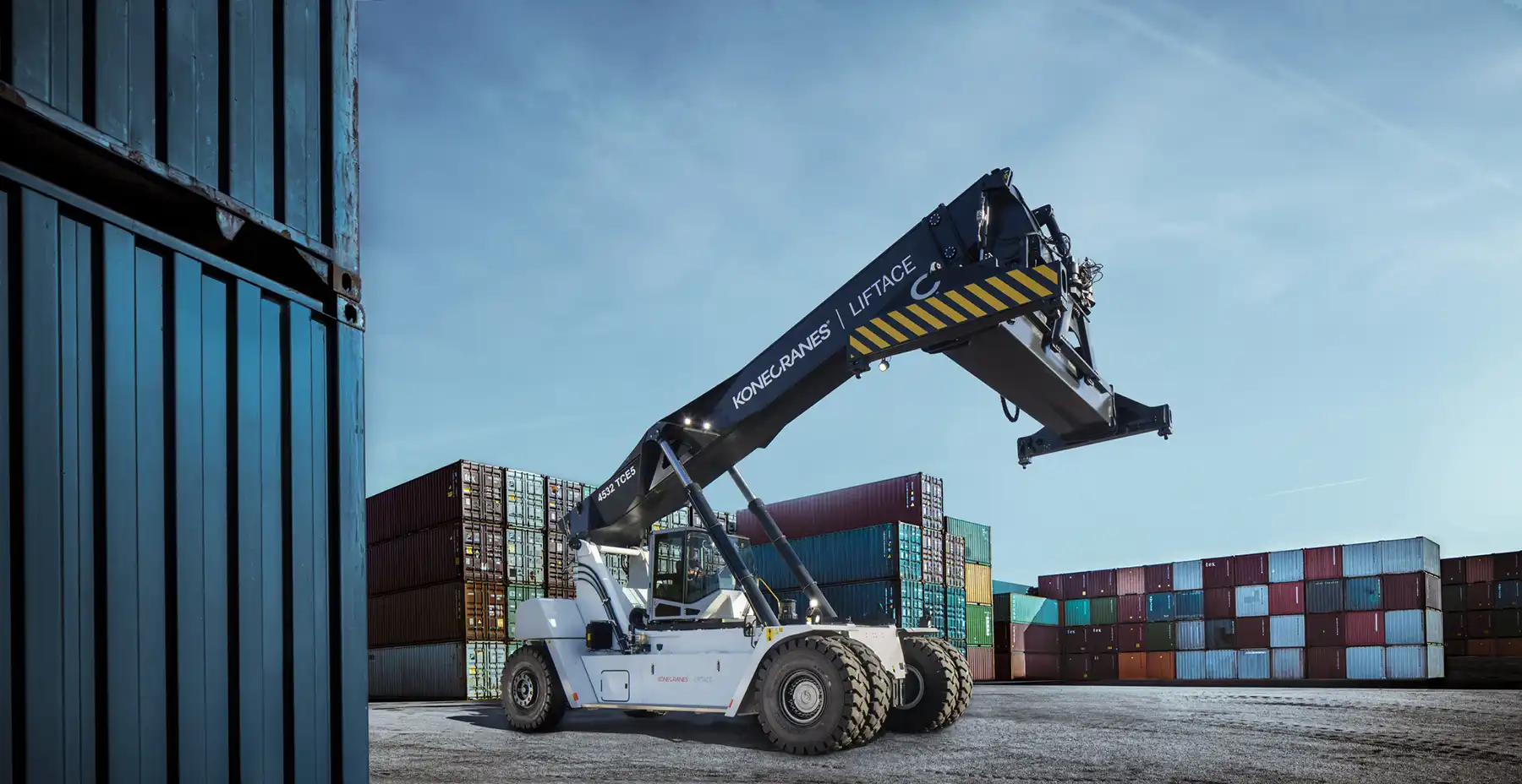 Konecranes Liftace reach stacker in a container yard